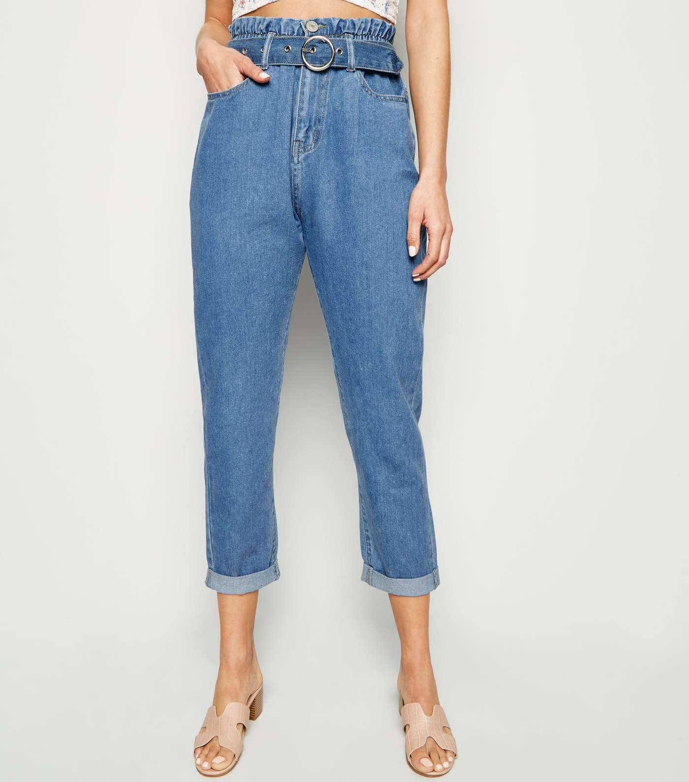 Blue Tapered High Waist Jeans Image 2
