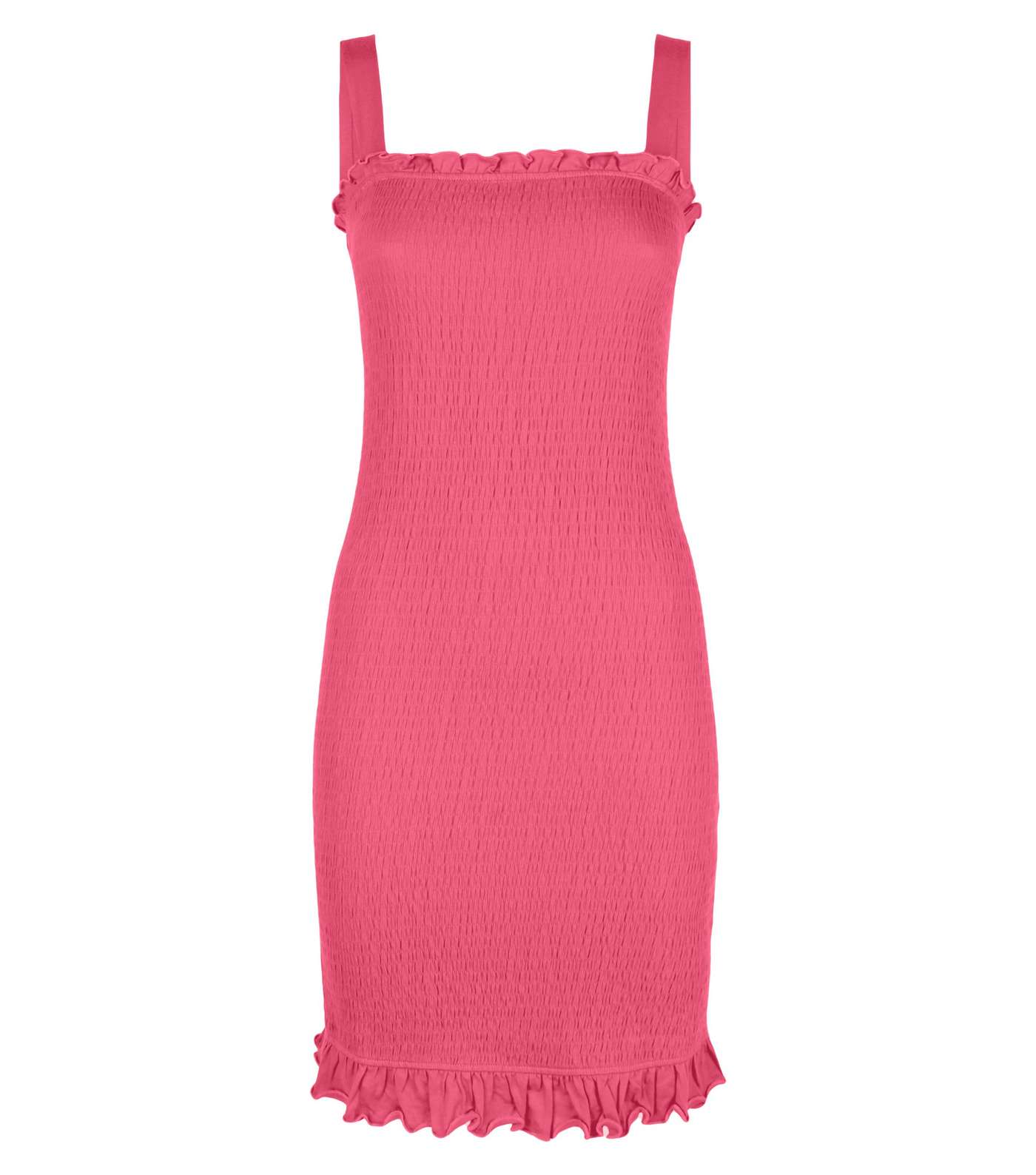 Deep Pink Strappy Shirred Mini Dress Image 4