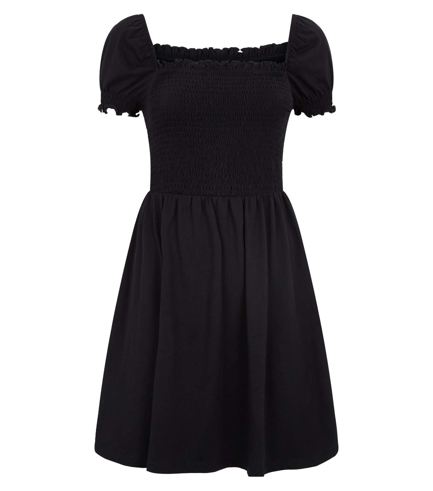 Black Shirred Jersey Milkmaid Dress  Image 4