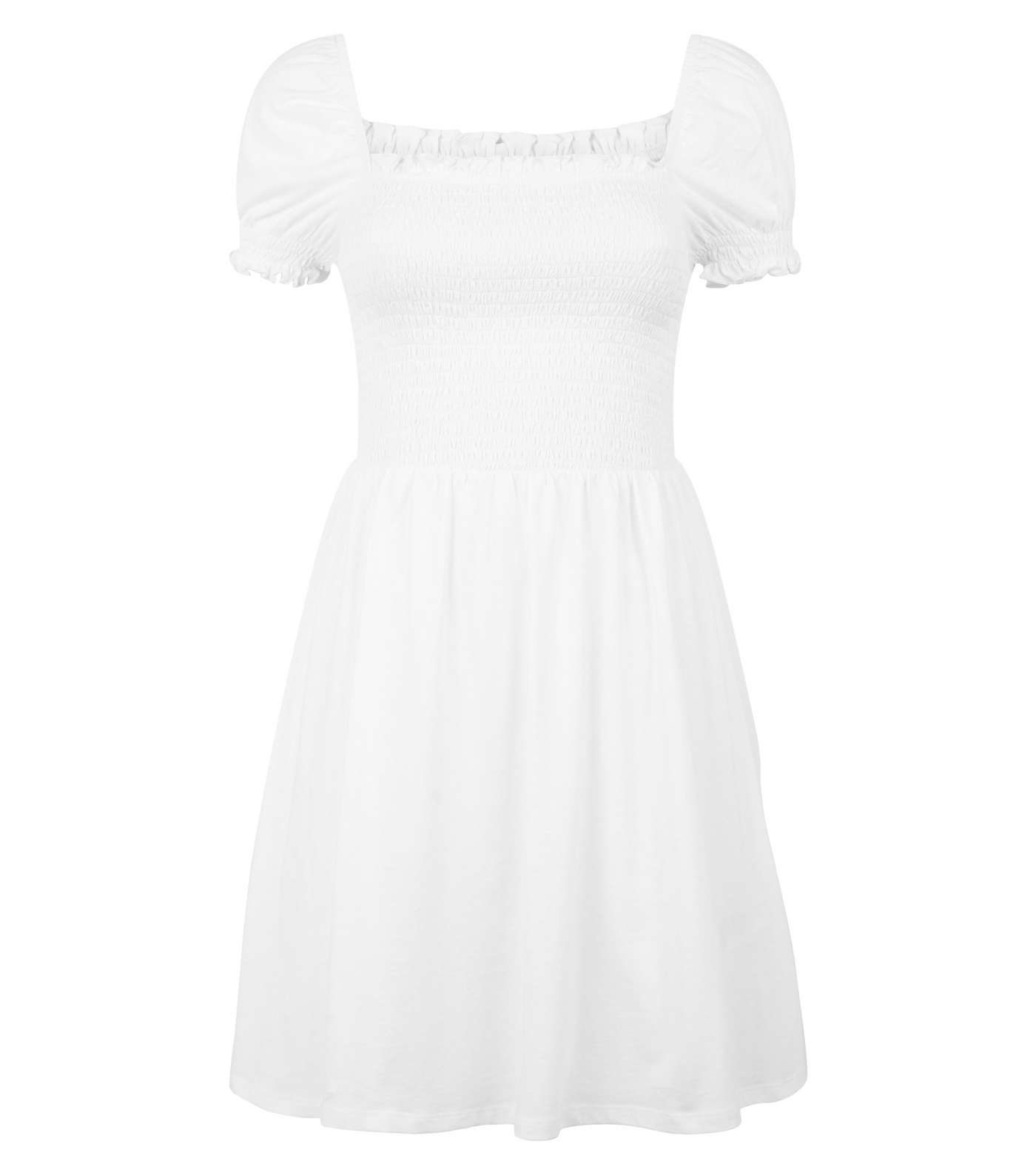 White Shirred Jersey Milkmaid Dress  Image 4