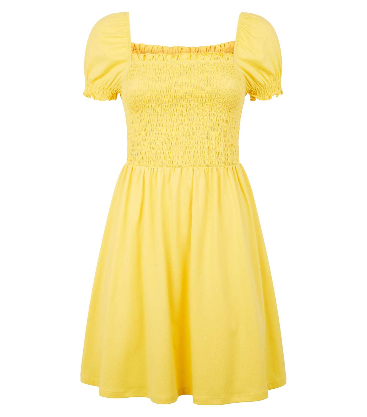 Yellow Shirred Jersey Milkmaid Dress  Image 4