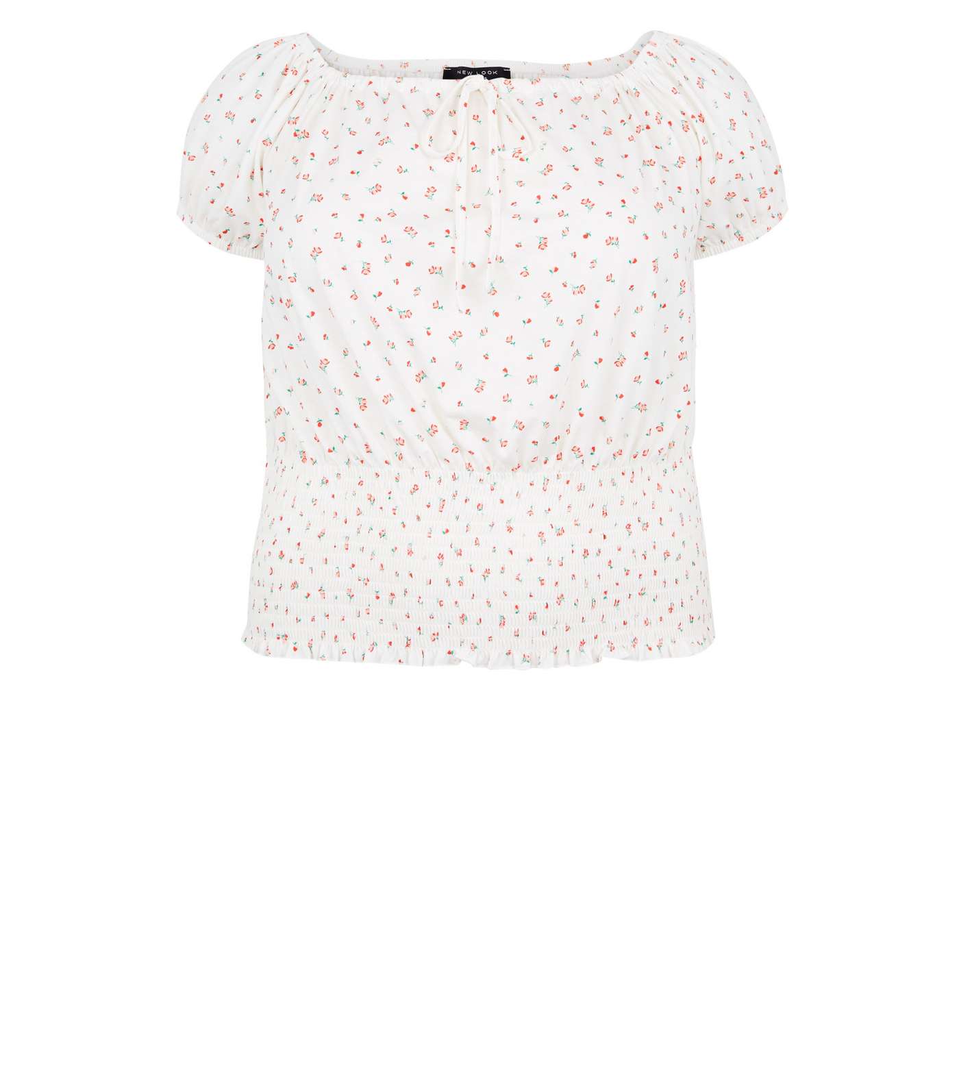 Curves White Ditsy Floral Milkmaid Top Image 4