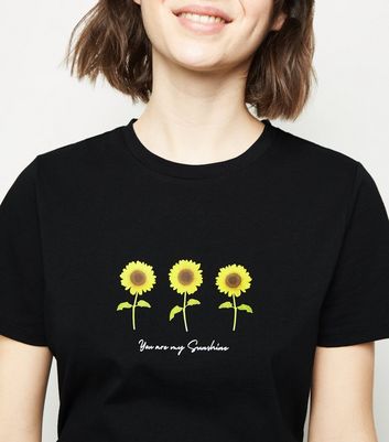 Black My Sunshine Sunflower Slogan T-Shirt | New Look