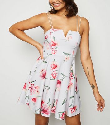 New look grey floral sale dress