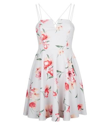 new look white floral skater dress