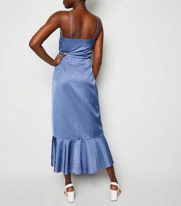 new look satin jacquard midi dress in gold