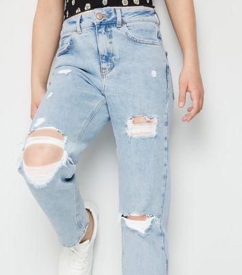 ripped mom jeans stretch