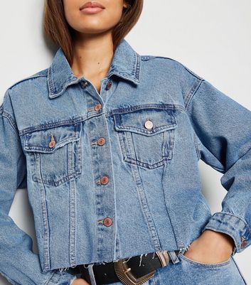 new look black cropped denim jacket