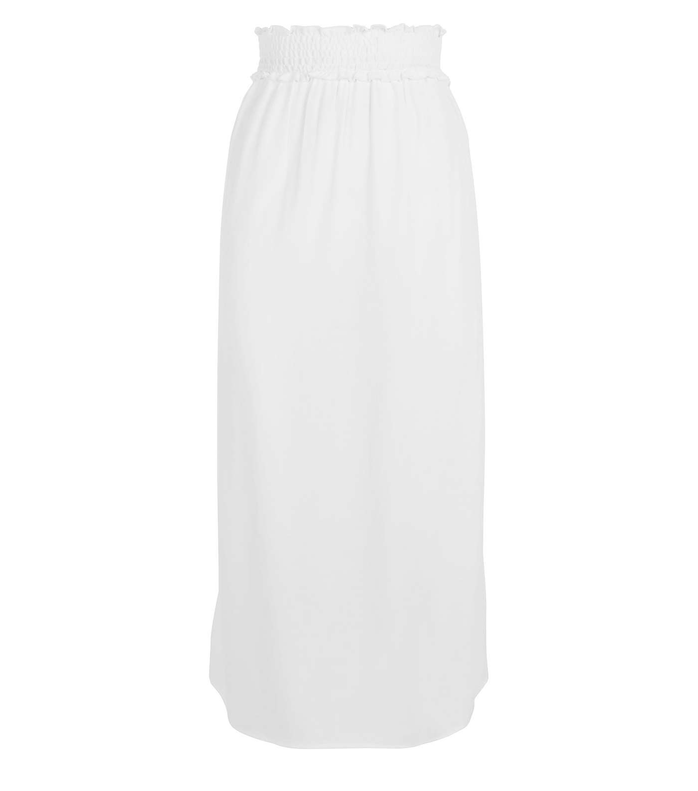 Cream Shirred Waist Midi Skirt Image 4