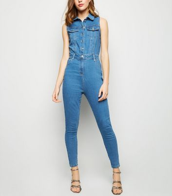 denim button jumpsuit