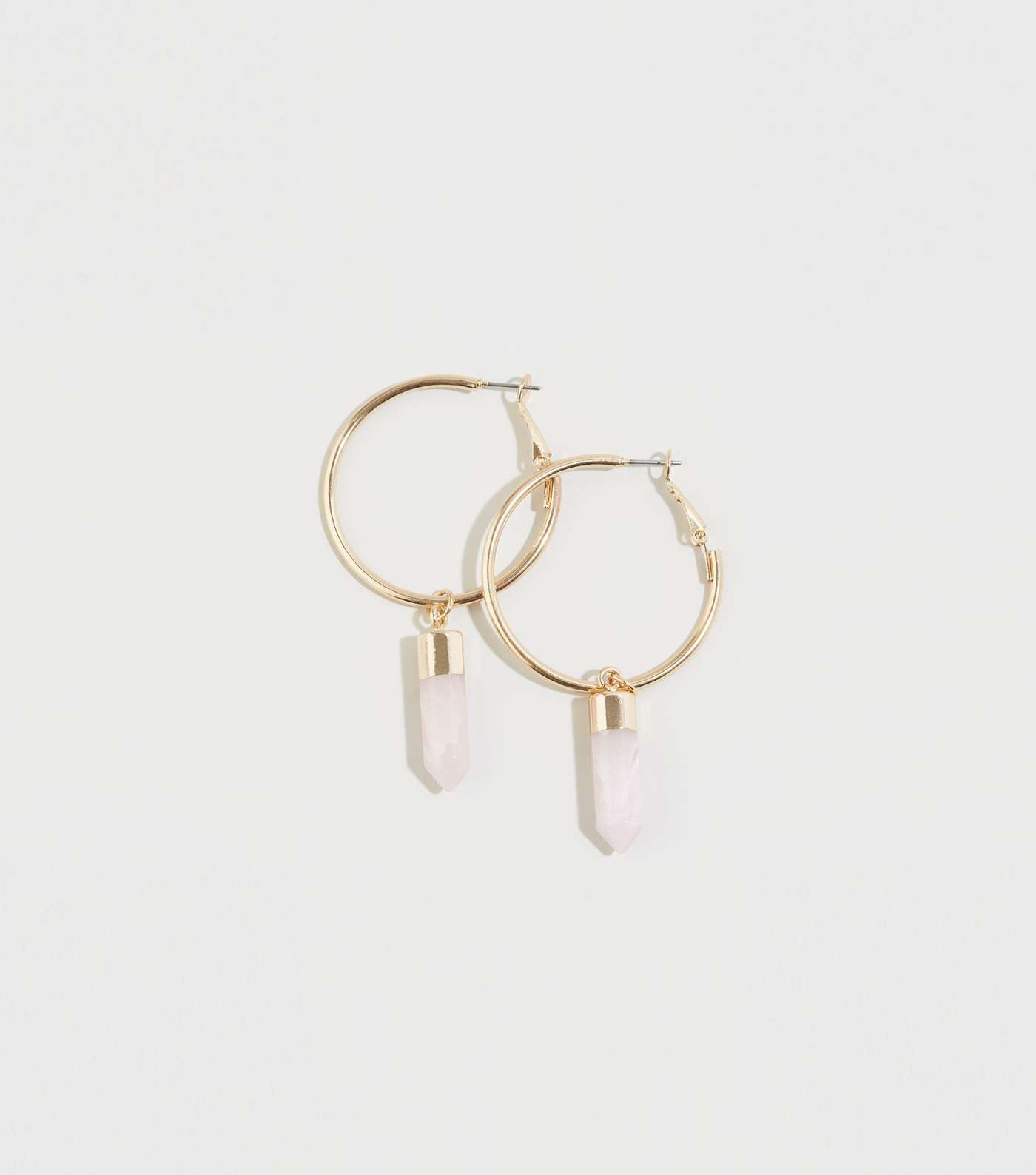 Mid Pink Stone Shard Hoop Earrings