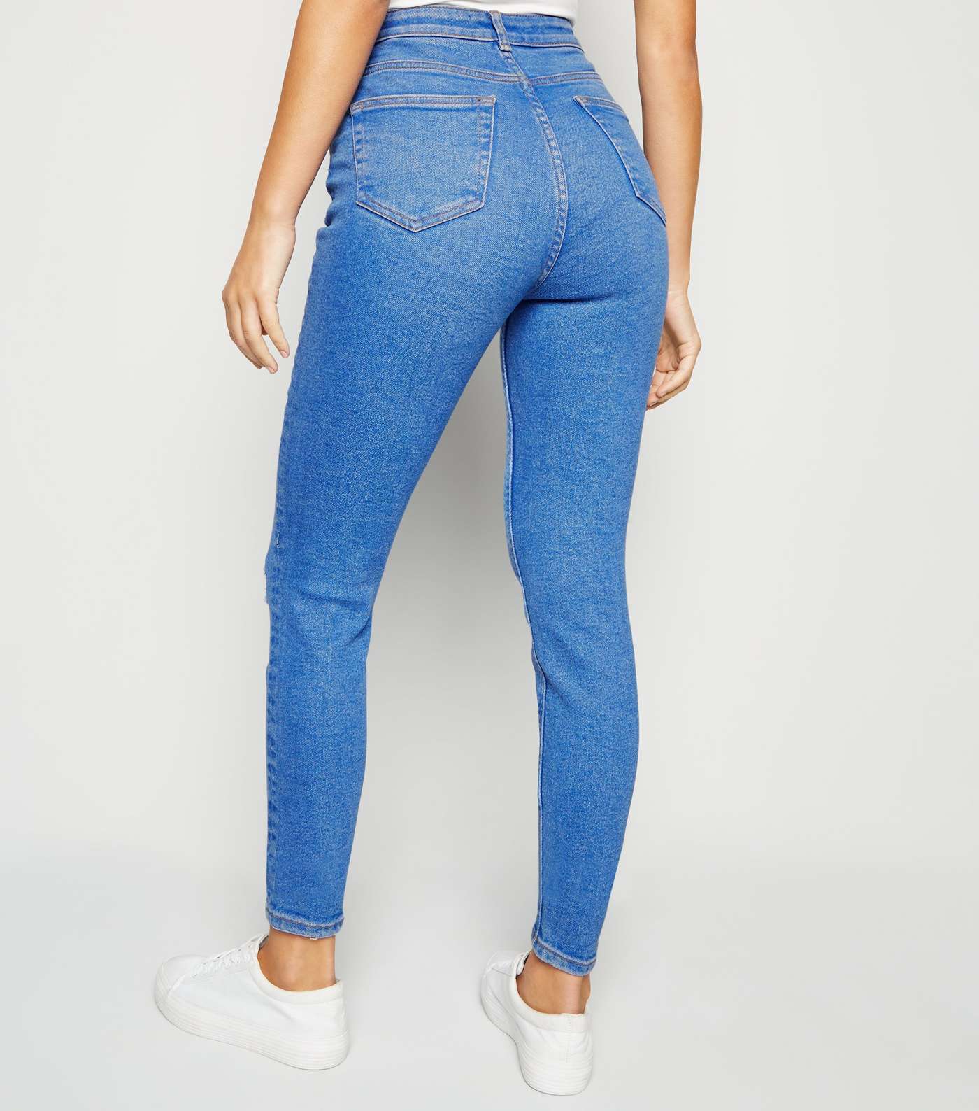 Bright Blue Ripped Super Skinny Hallie Jeans Image 3