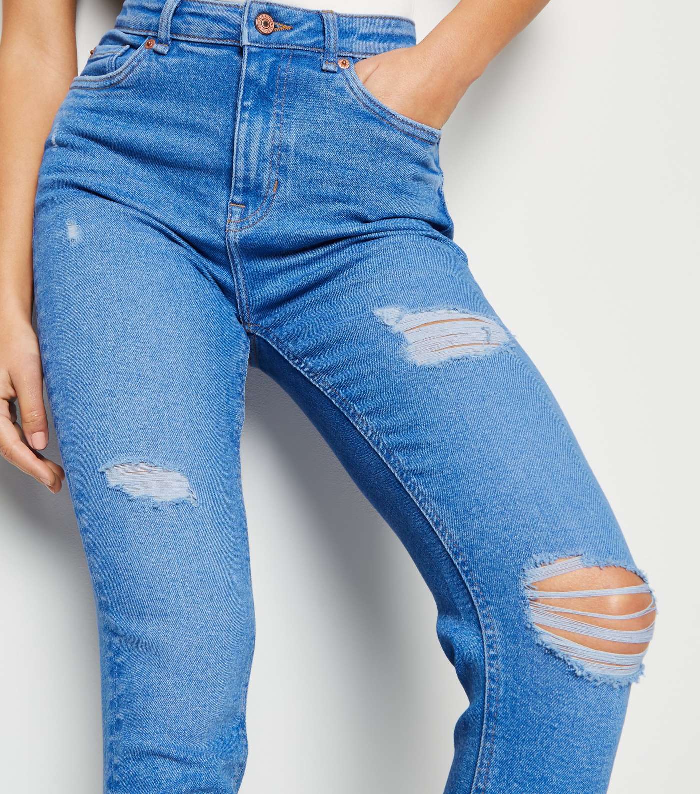 Bright Blue Ripped Super Skinny Hallie Jeans Image 5