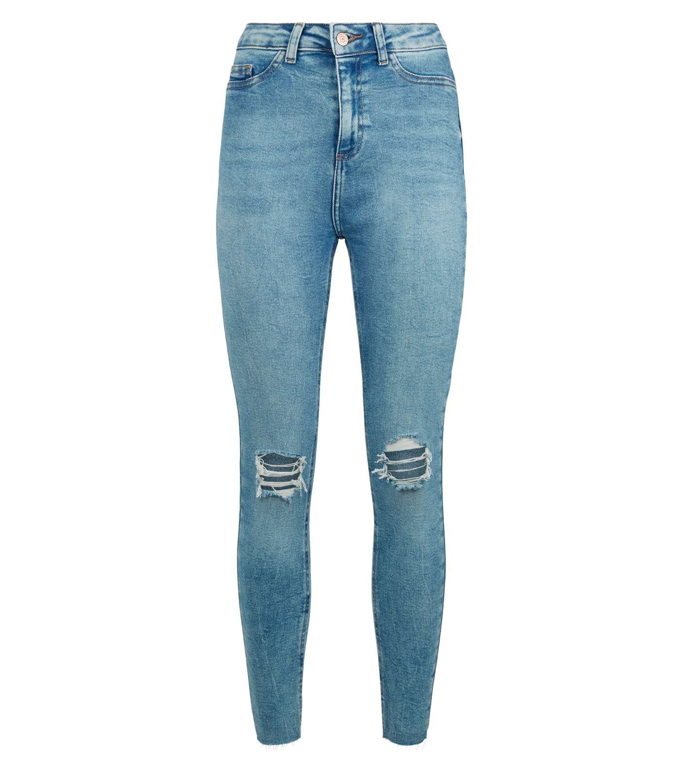 Blue Ripped Knee Hallie Super Skinny Jeans Image 4