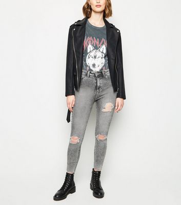 black grey ripped jeans
