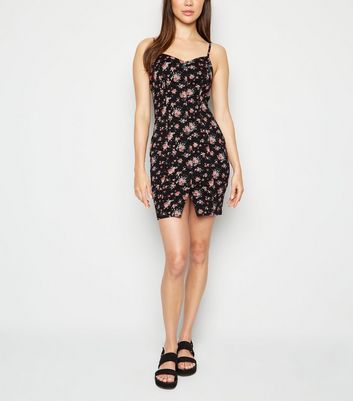 floral denim dress