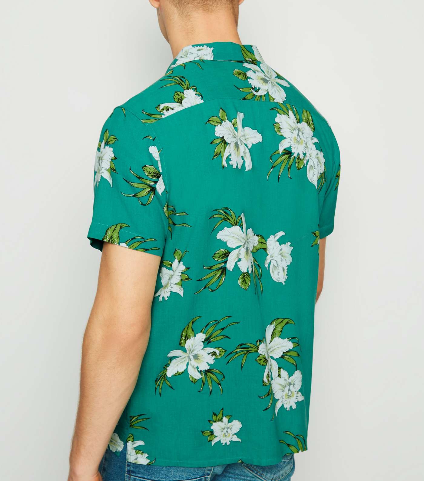 Teal Floral Short Sleeve Shirt Image 3