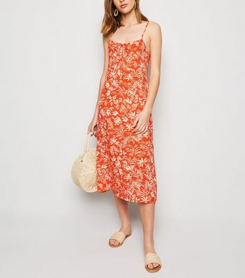 orange tropical dress