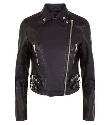 cropped leather jacket new look