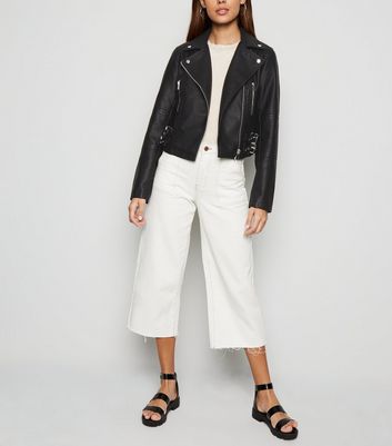 cropped leather jacket new look