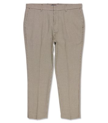 Brown Dogtooth Skinny Crop Trousers 