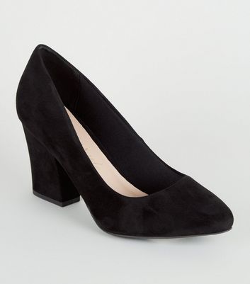 ladies wide fit black court shoes