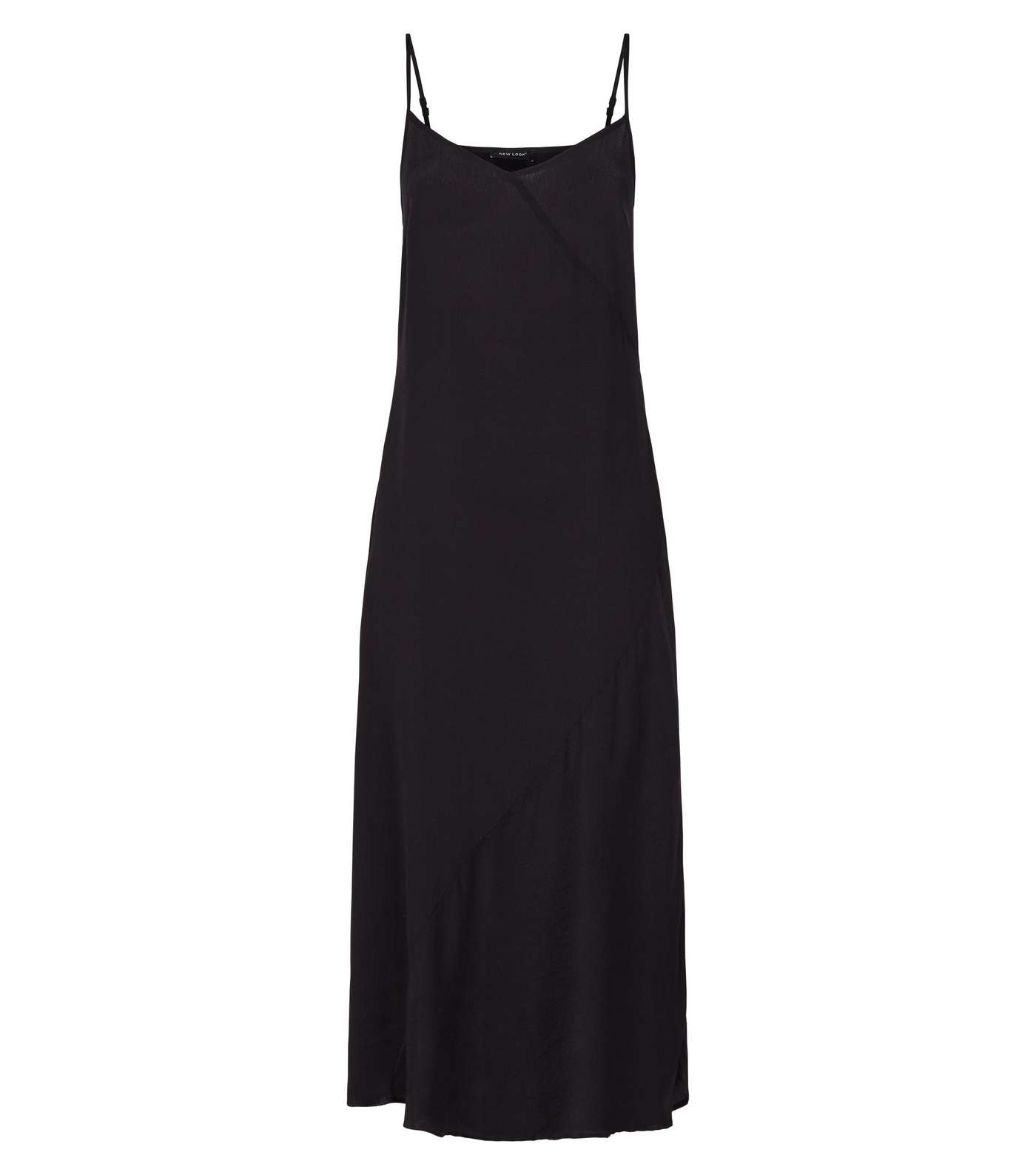Black Bias Cut Slip Midi Dress Image 4