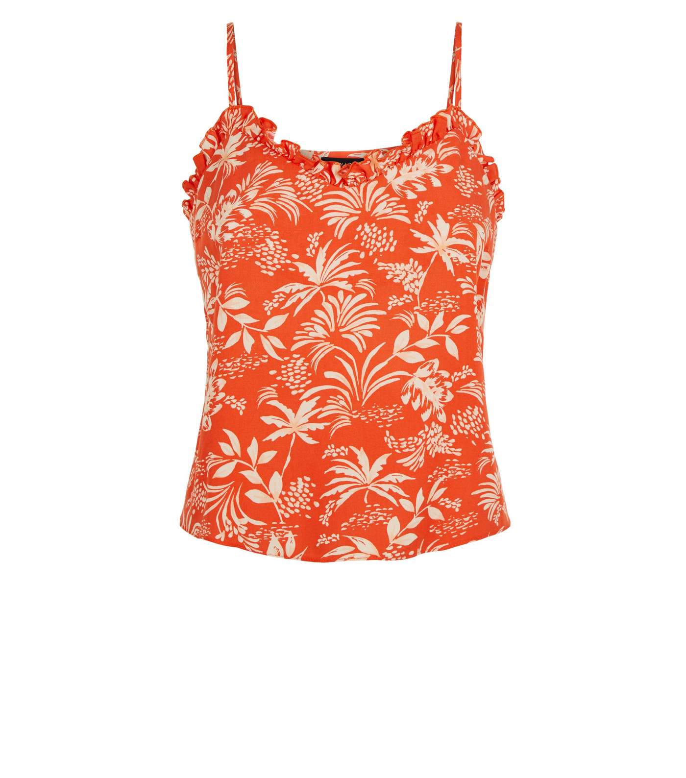 Petite Red Tropical Frill Cami Image 4