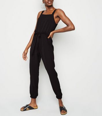 black drawstring jumpsuit