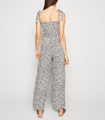 white leopard print jumpsuit