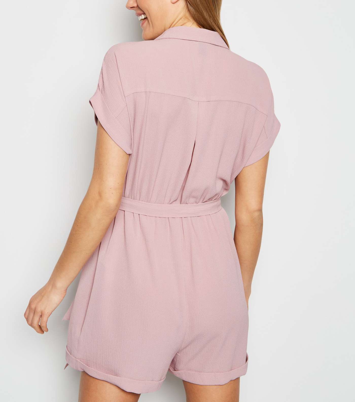 Pale Pink Revere Collar Playsuit Image 3