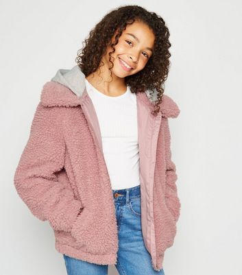 oversized teddy jacket with hood