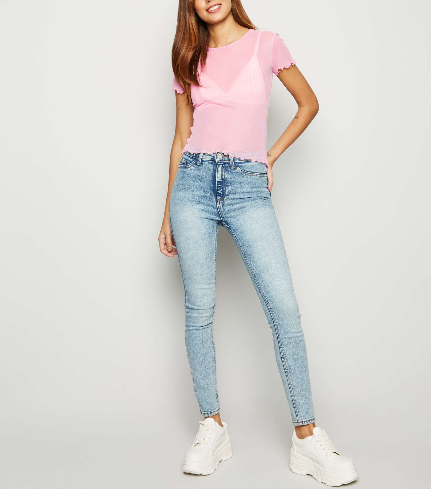 Pink Neon Mesh Short Sleeve T-Shirt Image 2