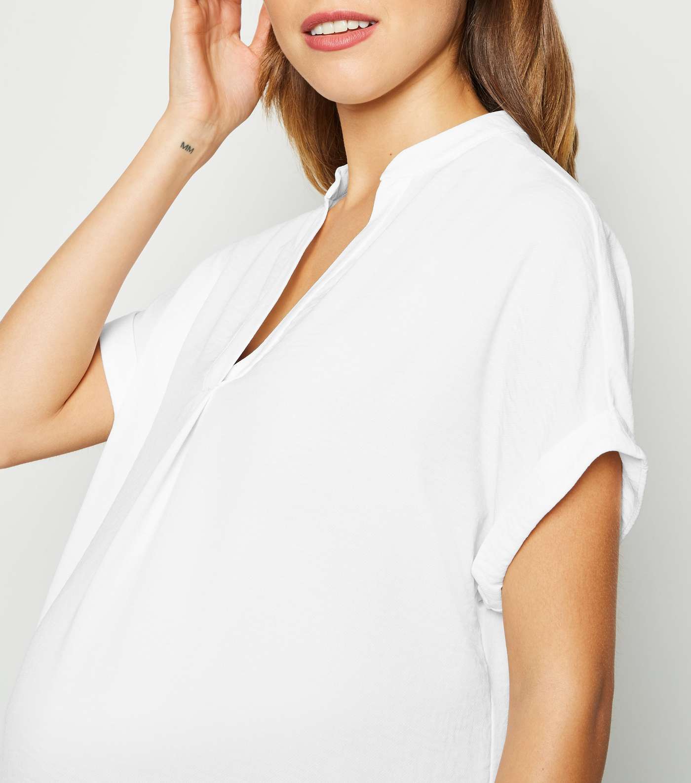 Maternity White Overhead Shirt Image 5