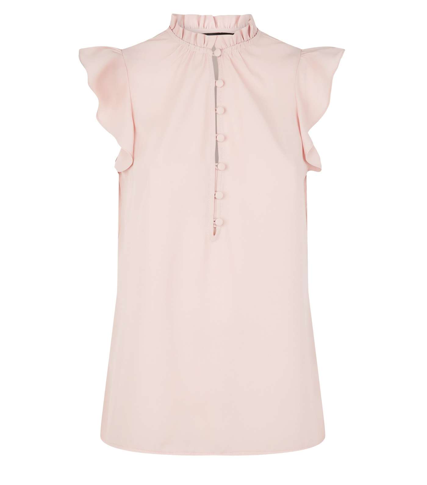Pale Pink Button Up Sleeveless Shirt Image 4