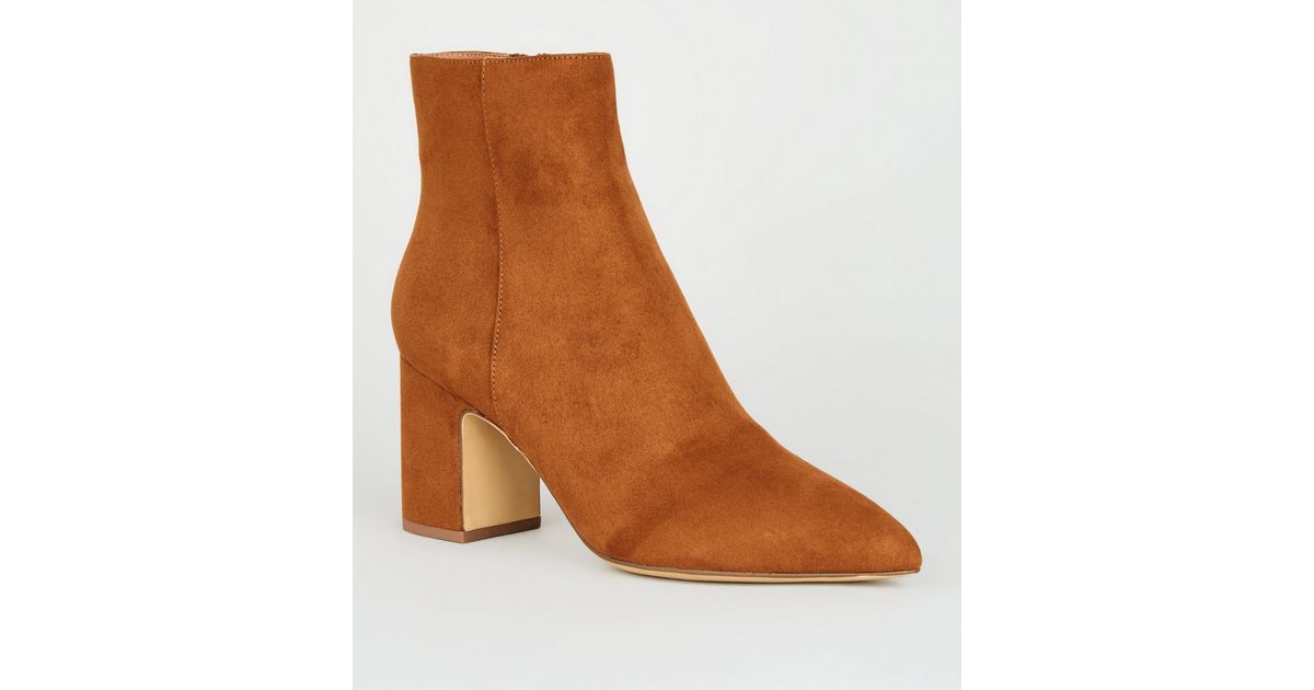 tan block heel boot