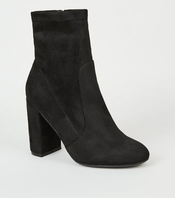 black block heel sock boots