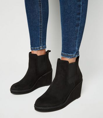 new look black wedge boots