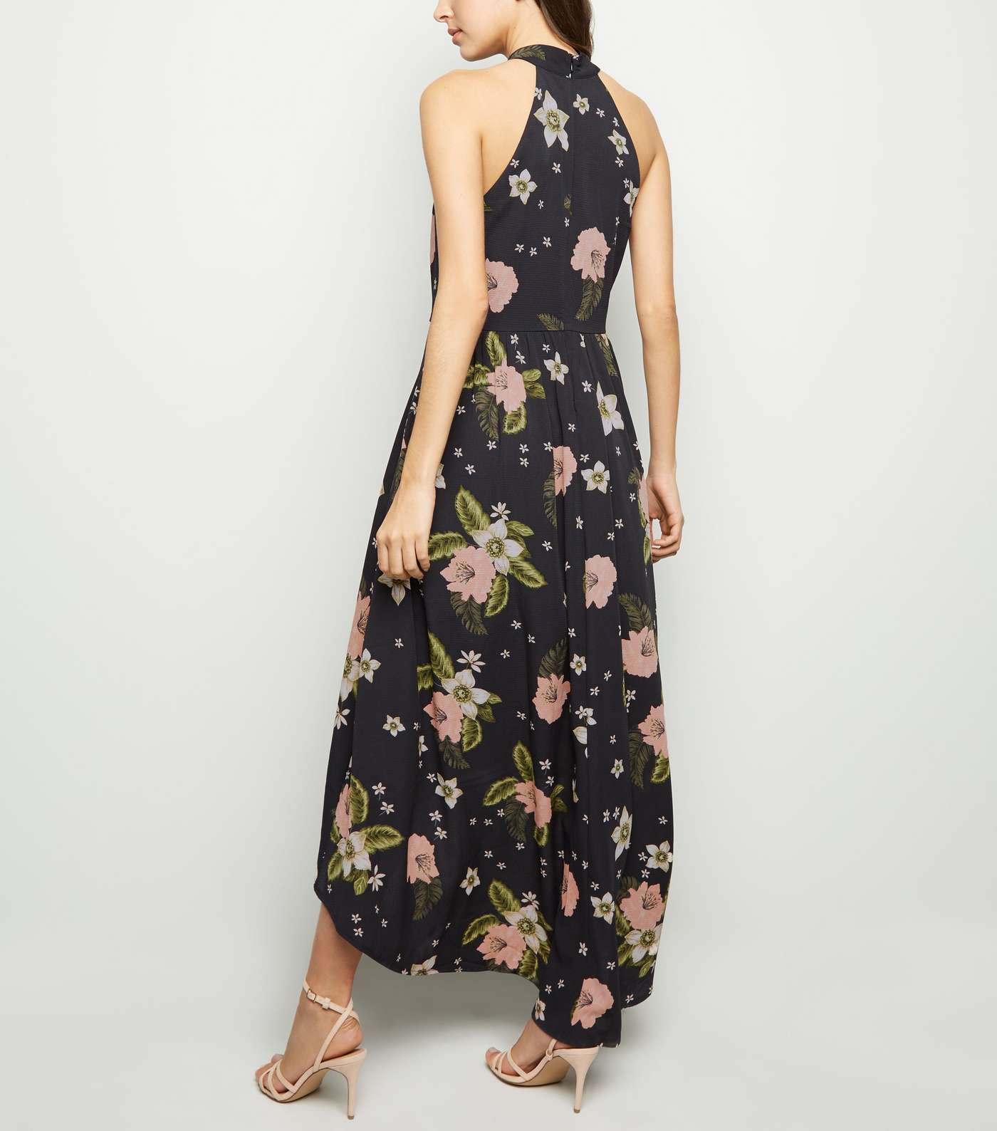 Mela Black Floral Dip Hem Maxi Dress  Image 3