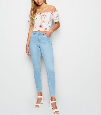 white floral bardot top