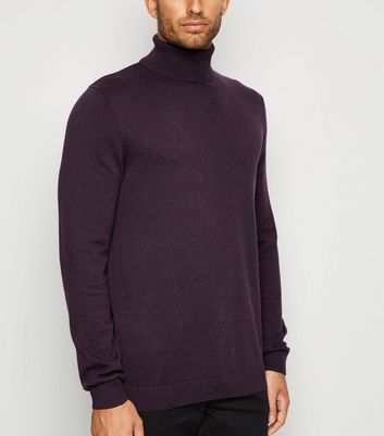 mens purple roll neck jumper