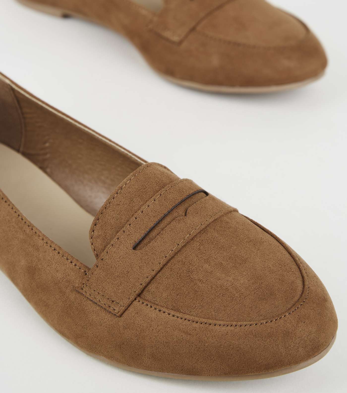 Tan Suedette Penny Loafers Image 3