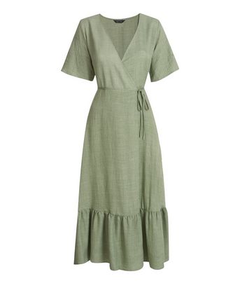 new look green wrap dress