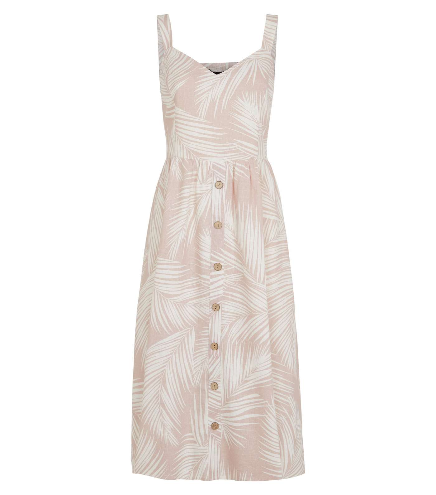 Pink Palm Linen Blend Midi Dress Image 4