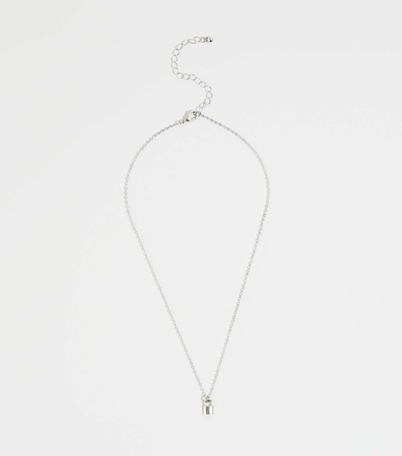 Silver Padlock Pendant Chain Necklace
