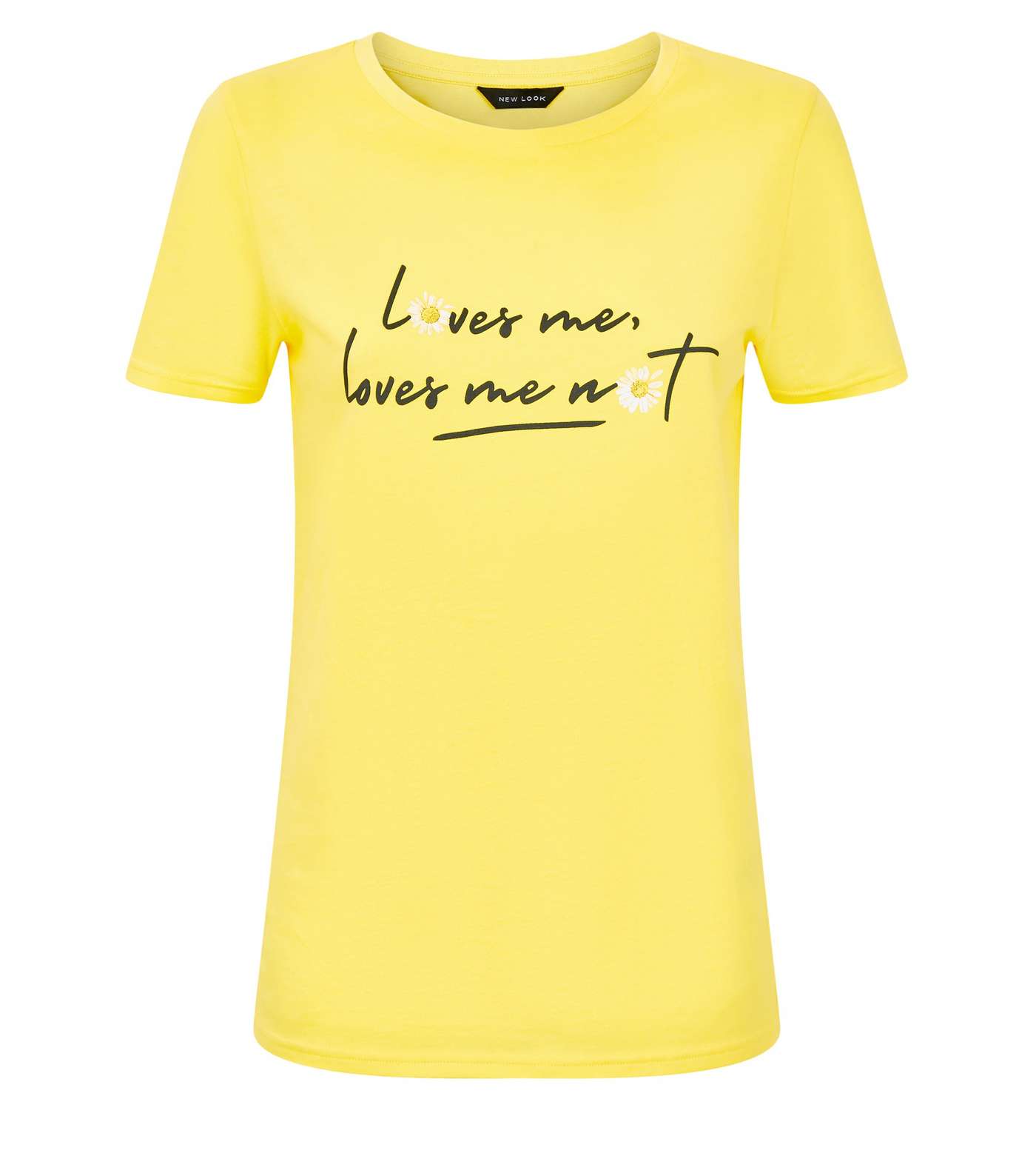 Yellow Loves Me Daisy Slogan T-Shirt Image 4