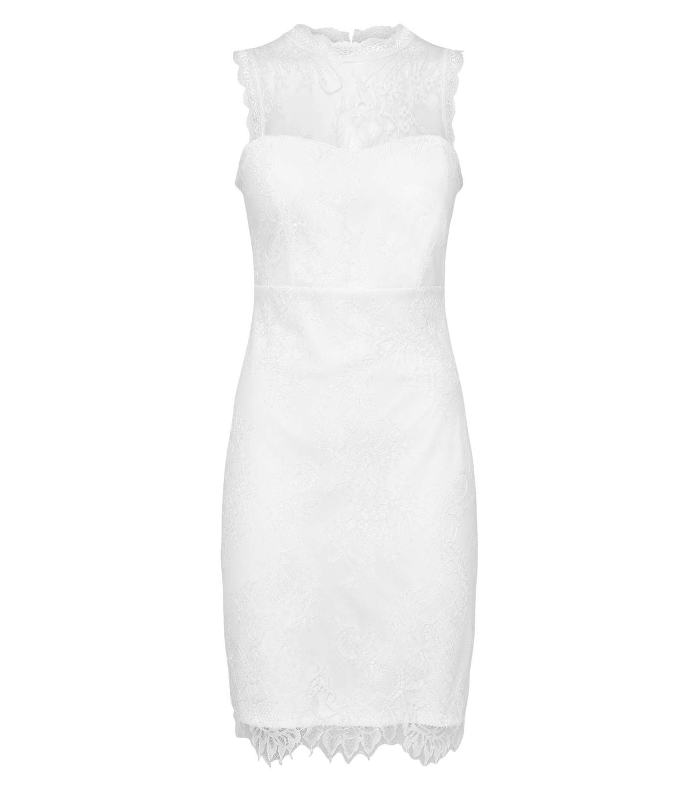 White Lace High Neck Bodycon Dress Image 4