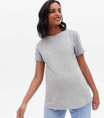 Maternity Grey Roll Sleeve T-Shirt