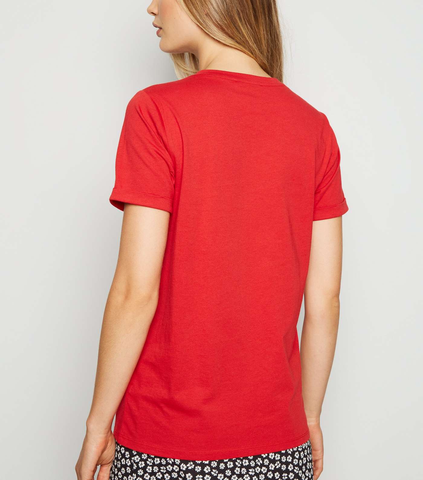 Red Roll Sleeve T-Shirt Image 2