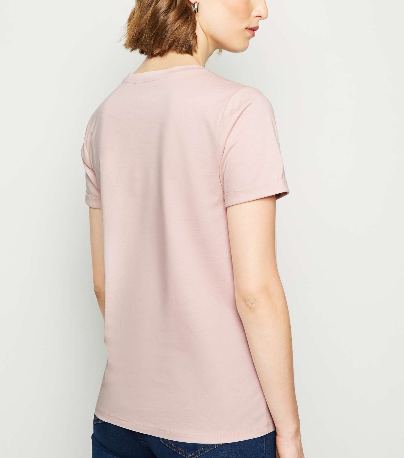Pink Roll Sleeve T-Shirt Image 3